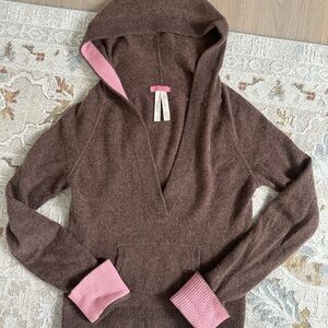 Abercrombie & Fitch Brown Cashmere Hoodie with Pink Accents